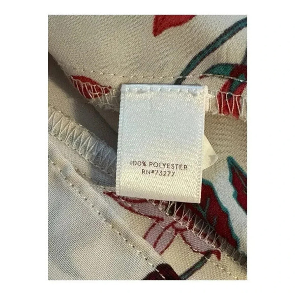 Lauren Conrad Women's Small Long Sleeve Floral Blouse Cream And Red - Picture 5 of 8